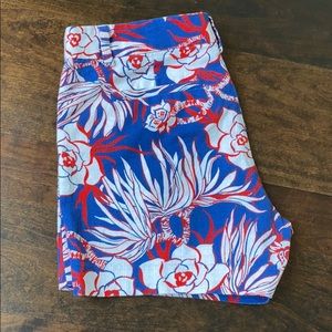 Blue/red/white printed JCrew shorts, size 6